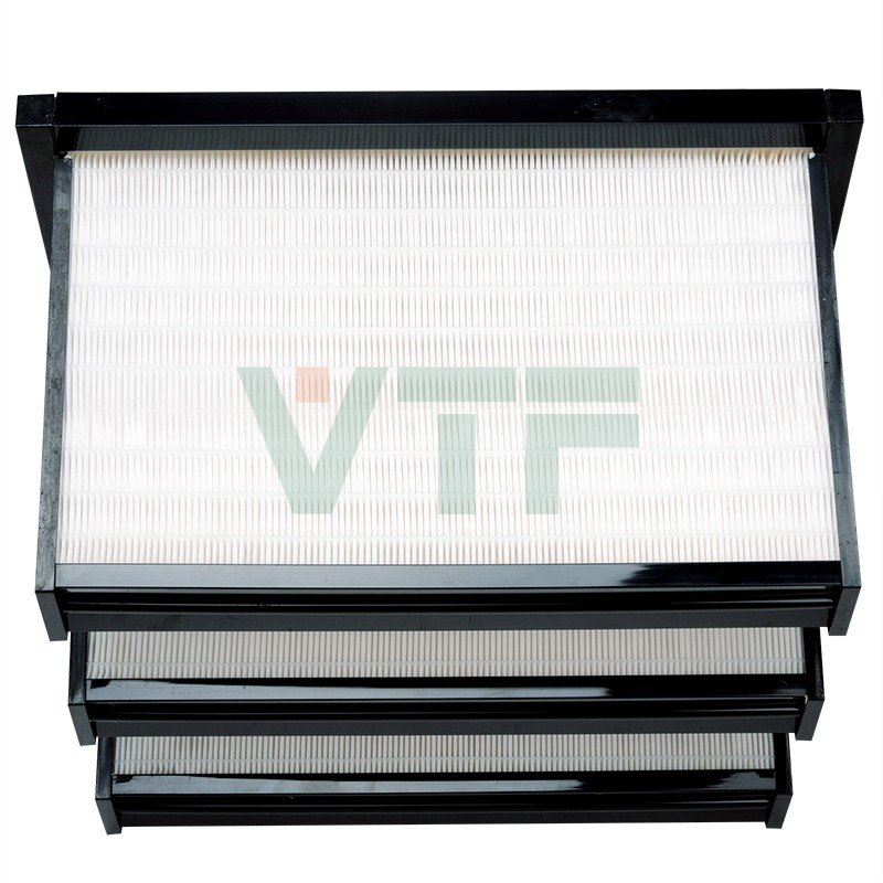 Merv 15 Filtros de banco en V plisados ​​Filtro de aire de polvo fino para HVAC