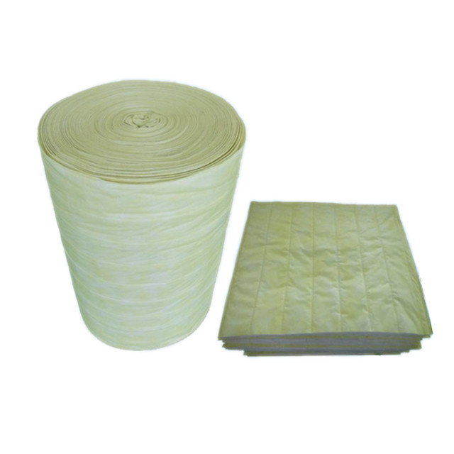 Rollo de medio filtrante de fibra sintética de eficacia media para eliminación de polvo